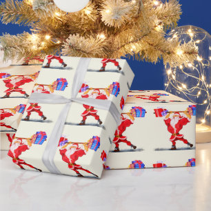 Lustiges Weihnachtspapier Fitness Santa Claus Geschenkpapier