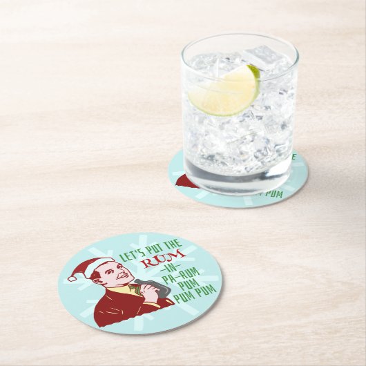 Lustiges WeihnachtsParty-Retro Runder Pappuntersetzer (Vor Ort)