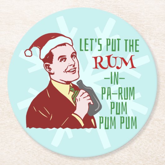 Lustiges WeihnachtsParty-Retro Runder Pappuntersetzer (Vorderseite)