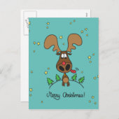 Lustiges Weihnachtsren Feiertagspostkarte (Vorne/Hinten)