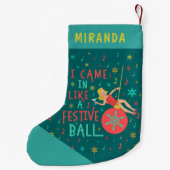 Lustiges WeihnachtsRetro Frau auf festlichem Kleiner Weihnachtsstrumpf (Rückseite)