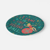 Lustiges WeihnachtsRetro Frau auf festlichem Pappteller (Schrägansicht)