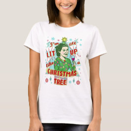 Lustiges WeihnachtsRetro Lit, der oben Spaß-Frau T-Shirt