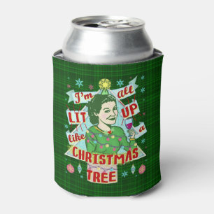 Lustiges WeihnachtsRetro trinkender Dosenkühler