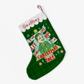 Lustiges WeihnachtsRetro trinkender Spaß-Mann-Lit Kleiner Weihnachtsstrumpf (Rückseite (Hängend))