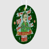 Lustiges WeihnachtsRetro trinkender Spaß-Mann-Lit Ornament (Vorderseite)