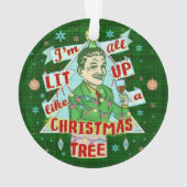 Lustiges WeihnachtsRetro trinkender Spaß-Mann-Lit Ornament (Rückseite)