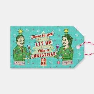 Lustiges WeihnachtsRetro trinkender Spaß-Paar-Lit Geschenkanhänger