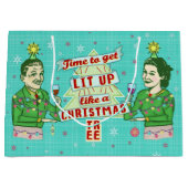 Lustiges WeihnachtsRetro trinkender Spaß-Paar-Lit Große Geschenktüte (Vorderseite)