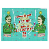 Lustiges WeihnachtsRetro trinkender Spaß-Paar-Lit Große Geschenktüte (Rückseite)