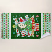 Lustiges WeihnachtsRetro trinkender Strandtuch (Vorderseite)