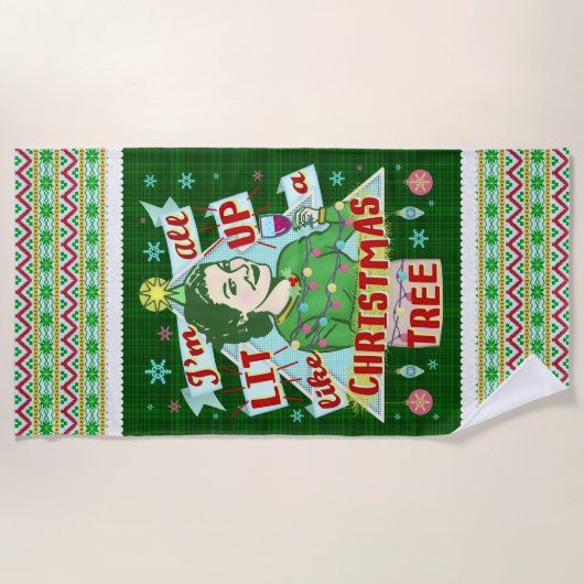 Lustiges WeihnachtsRetro trinkender Strandtuch (Vorderseite)