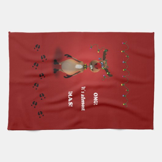 Lustiges Weihnachtsrotes gerochenes Ren Handtuch (Horizontal)