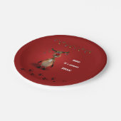 Lustiges Weihnachtsrotes gerochenes Ren Pappteller (Schrägansicht)