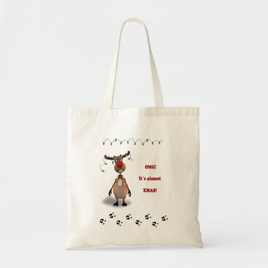 Lustiges Weihnachtsrotes gerochenes Ren Tragetasche (Vorne)