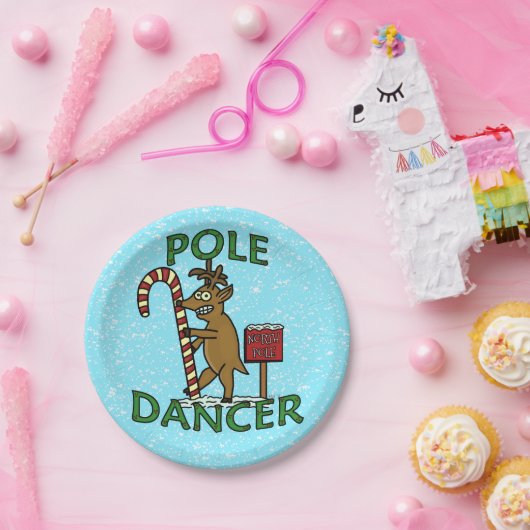 Lustiges Weihnachtstänzer-Ren-Wortspiel-Party Pappteller (Party)