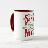 Lustiges Weihnachtszitat-Design mit Naughty und Ni Tasse (Vorderseite Links)