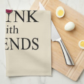 lustiges Weinangebot für Freunde Geschirrtuch (Viertel Falte)