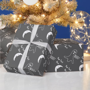 lustiges weißes Geist- und Halbmondschwarzes Geschenkpapier