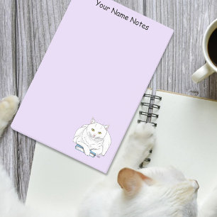 Lustiges Weißes Katzenbuch Lesender Humor Lila Post-it Klebezettel