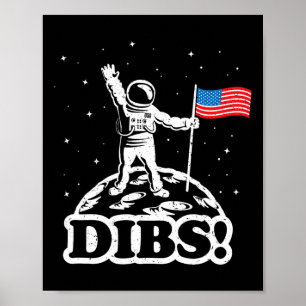 Lustiges Weltraum-Shirt Usa Astronaut Mond Flagge  Poster