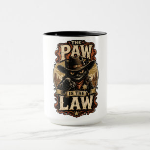 Lustiges Western-Katzen-T-Shirt – Die Pfote ist da Tasse