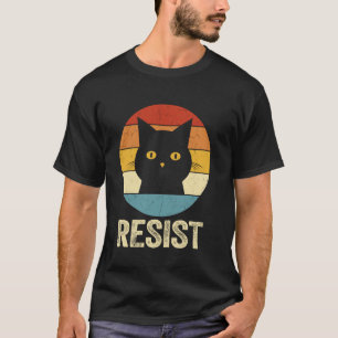Lustiges Widerstands-T-Shirt Retro-Katze Widersteh T-Shirt