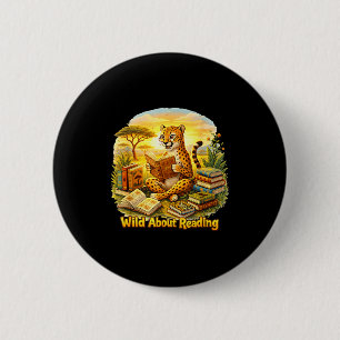 Lustiges wildes Tier ab0ut lesen Gepard liest Buch Button