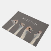 Lustiges Willkommen des Strauß-Aquarell-| Fußmatte (Schrägansicht)