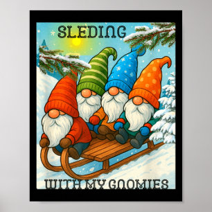 Lustiges Winterdesign Schlittenfahren mit meinen G Poster