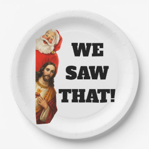 Lustiges „Wir Haben Das Gesehen“ Santa und Jesus D Pappteller