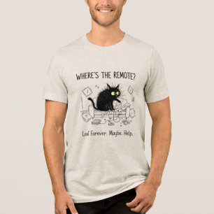 Lustiges Wo Ist Die Fernbedienung Katze T-Shirt Tri-Blend Shirt