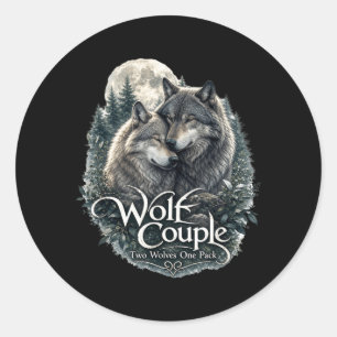 Lustiges Wolf-Paar Grafik für Wolf-Liebhaber und W Runder Aufkleber