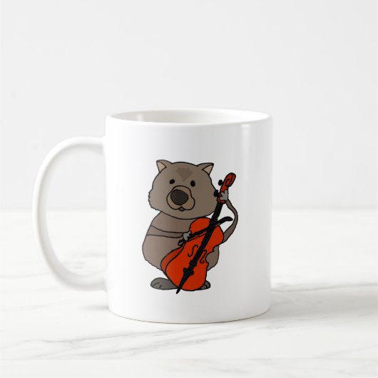 Lustiges Wombat, das Cello-Cartoon spielt Kaffeetasse (Links)