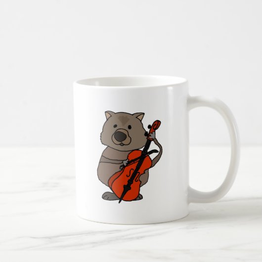 Lustiges Wombat, das Cello-Cartoon spielt Kaffeetasse (Rechts)