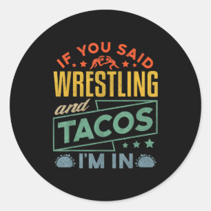 Lustiges Wrestling- und Tacos-Shirt Wrestle Retro  Runder Aufkleber