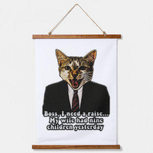 Lustiges wütendes Katzen-Meme für Katzenliebhaber Wandteppich Mit Holzrahmen