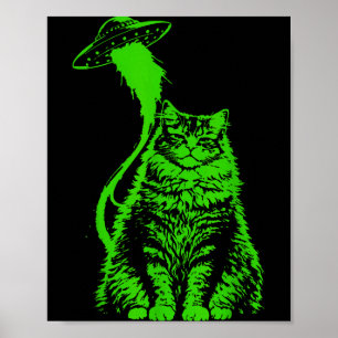 Lustiges Y2k-Alien-Katzen-Entführungs-Meme Poster