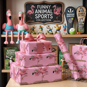 Lustiges Yoga Flamingo Workout Missgeschick Geschenkpapier