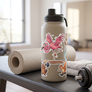 Lustiges Yoga Flamingo Workout Missgeschick Quadratischer Aufkleber