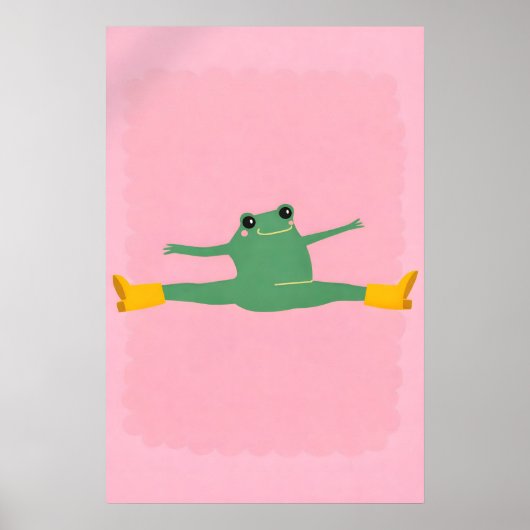 Lustiges Yoga-Frosch-Split-Poster, Rosa Cartoon Poster (Vorne)