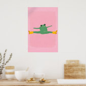 Lustiges Yoga-Frosch-Split-Poster, Rosa Cartoon Poster (Küche)