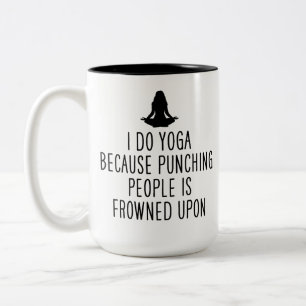 Lustiges Yoga-Lehrer-Geschenk Ich mache Yoga, weil Zweifarbige Tasse