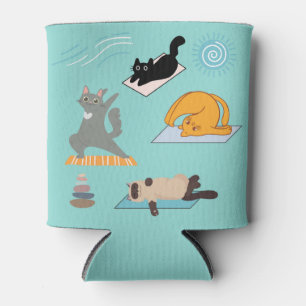 Lustiges Yoga mit Katzen Dosenkühler