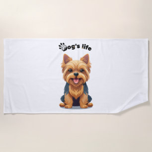 Lustiges Yorkshire Terrier-Illustration aus dem Hu Strandtuch