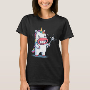 Lustiges Zahnarzt-Einhorn mit Zahnbürste-Grafik T-Shirt