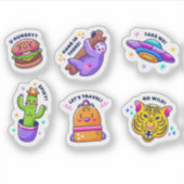 Lustiges Zeichnungs-Sticker-Set Aufkleber (Vorderseite)
