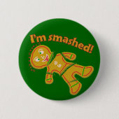 Lustiges zertrümmertes Lebkuchen-Weihnachten Button (Vorderseite)