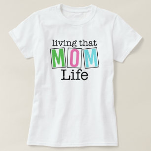 Lustiges Zitat, das Mama-Leben in farbigen Blöcken T-Shirt