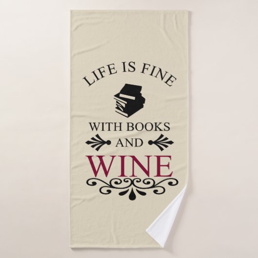 lustiges Zitat für Bücher und Weinliebhaber Badehandtuch (Badehandtuch)